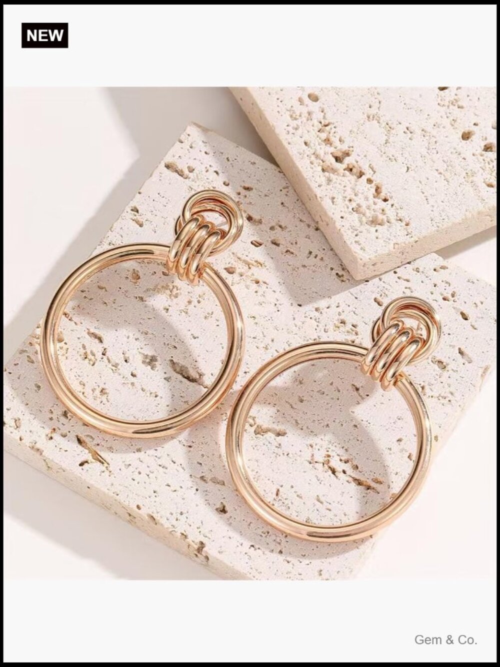 Chunky Geometric Knot Drop Earrings Hypoallergenic Dangle - Picture 6 of 6
